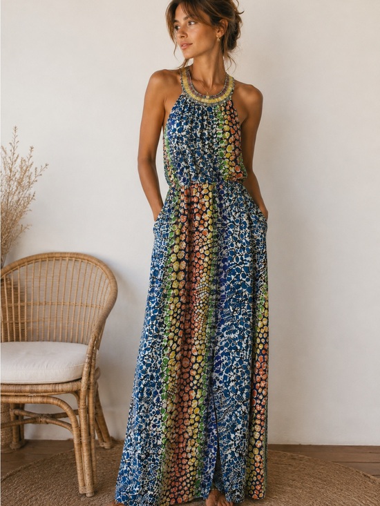 HD in Paris Dresses & Skirts - Anthropologie HD in Paris Mayacamas Beaded Halter Maxi Dress